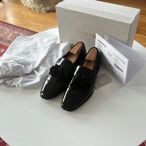 JIMMY CHOO Foxley Leather Tassel Loafers size 44 (US 11)